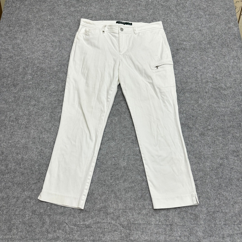 Lauren Ralph Lauren Active White Cropped Cargo Pants Womens 10 Stretch Utility